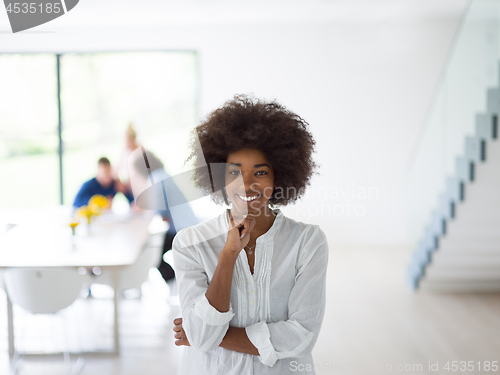 Image of Portrait of black casual business woman