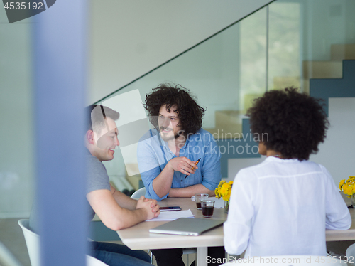 Image of Multiethnic startup Business Team At A Meeting at modern office 