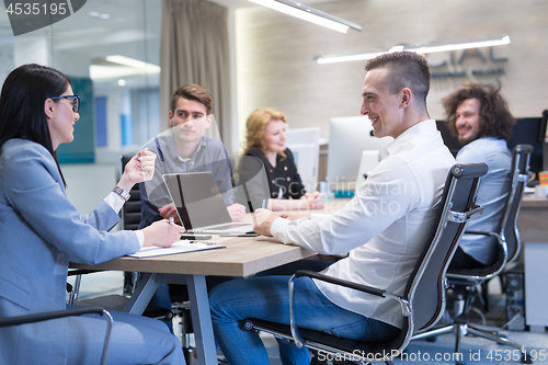 Image of Startup Business Team At A Meeting at modern office building