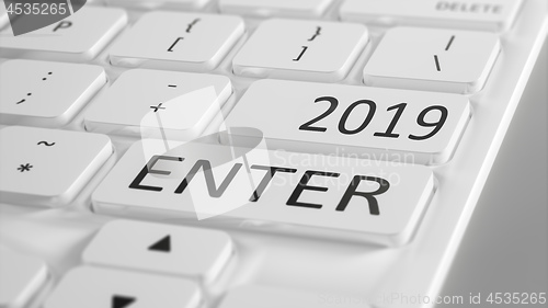 Image of computer keyboard New Year 2019