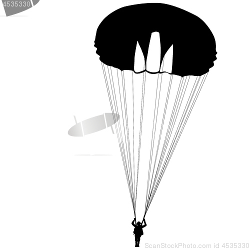 Image of Skydiver, silhouettes parachuting on a white background