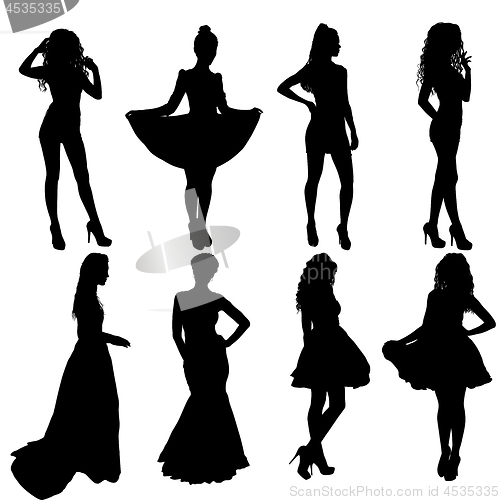 Image of Beautiful fashion girl silhouette on a white background