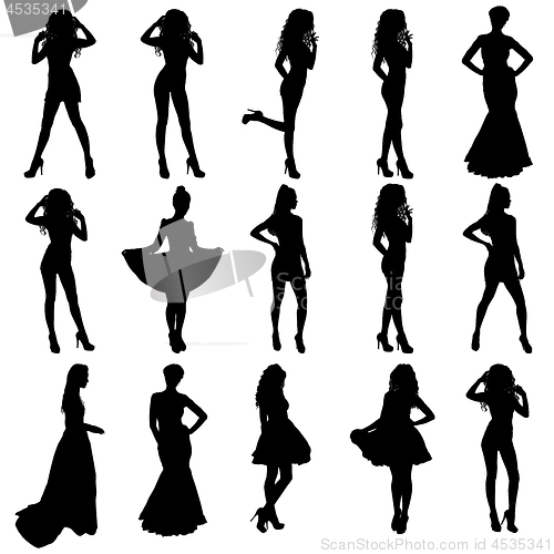 Image of Beautiful fashion girl silhouette on a white background