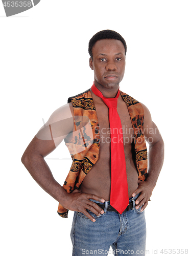 Image of Handsome African man in vest and tie