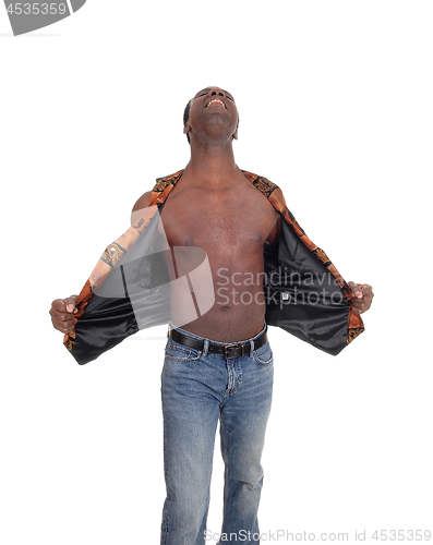 Image of Shouting African man with oper vest