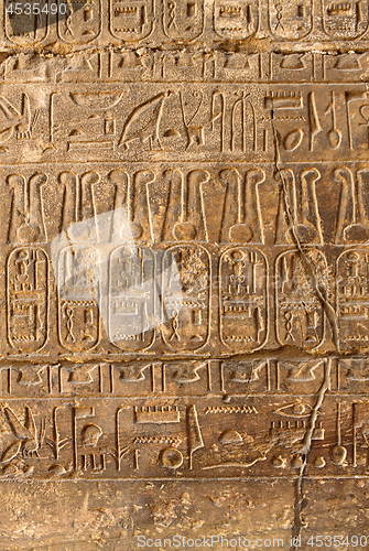 Image of Ancient stone column with Egyptian hieroglyphs