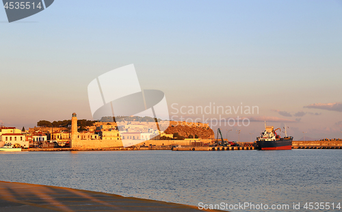 Image of Harbour in Rethymno at sunrise, Crete island, Greece