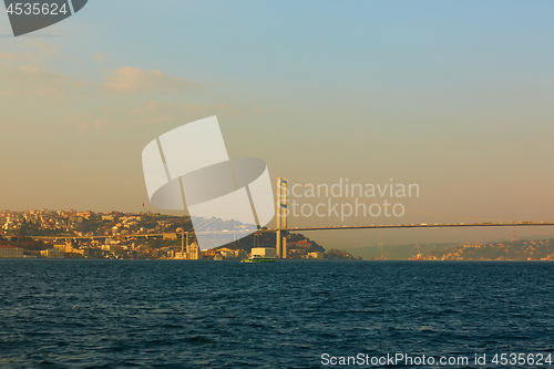 Image of The Bosphorus Bridge connecting Europe and Asia.
