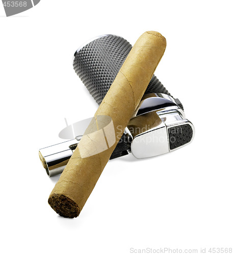 Image of cigar and lighter