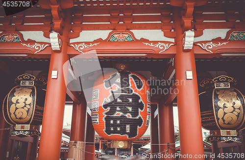 Image of Lantern in Kaminarimon gate, Senso-ji temple, Tokyo, Japan
