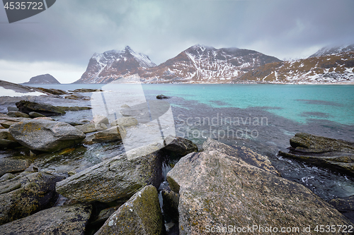 Image of Rocky coast of fjord in Norway