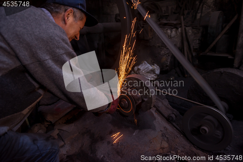 Image of the blacksmith polishing metal products