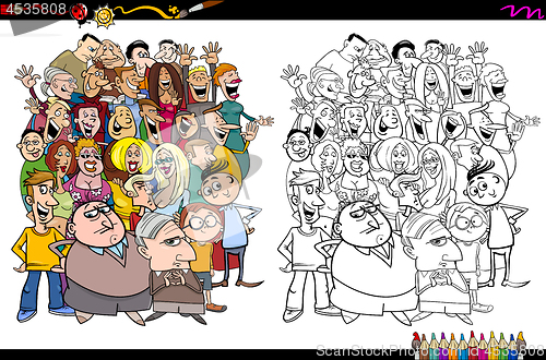 Image of people in crowd coloring page