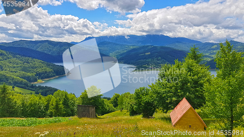 Image of Summer landscape: lake and mountain