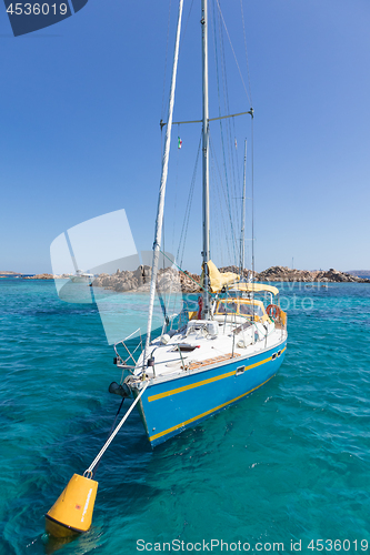 Image of Colorful sailing boat in Maddalena Archipelago, Sardinia, Italy.