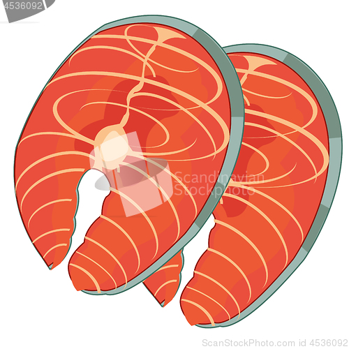 Image of Vector illustration of damp meat of red fish