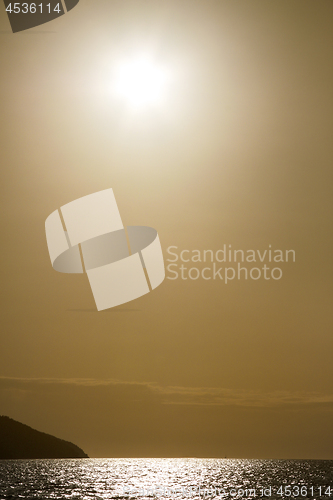 Image of Foggy sunset over the sea
