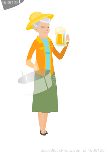 Image of Senior caucasian farmer drinking beer.