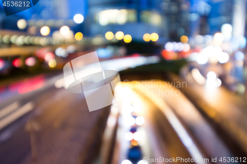 Image of Blur view of city in Hong Kong 