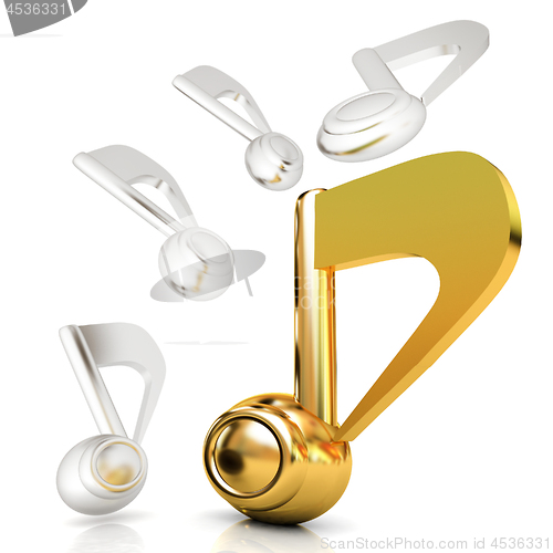 Image of Gold music notes. 3d render