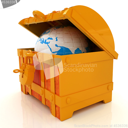 Image of Earth in a chest. 3d illustration