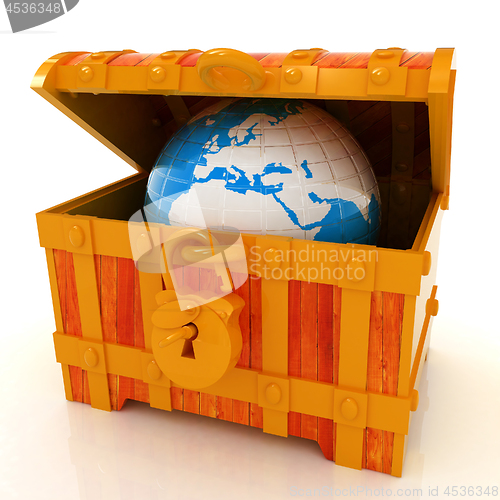 Image of Earth in a chest. 3d illustration