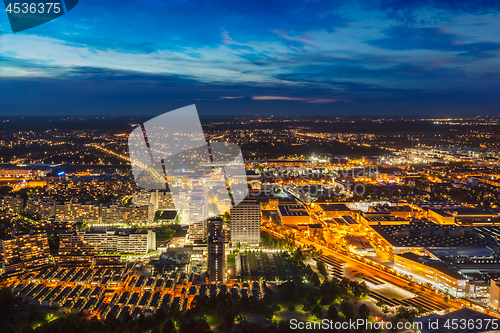 Image of Night aerial view of Munich, Germany