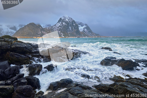 Image of Rocky coast of fjord in Norway