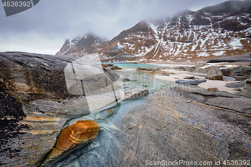 Image of Rocky coast of fjord in Norway