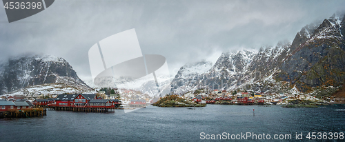 Image of A village on Lofoten Islands, Norway. Panorama