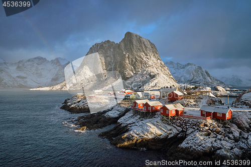 Image of Hamnoy fishing village on Lofoten Islands, Norway 