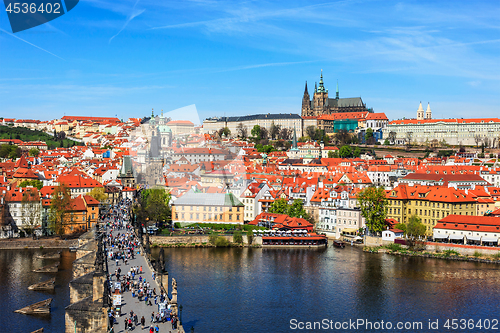 Image of View of Mala Strana,  Charles bridge and Prague castle from Old 