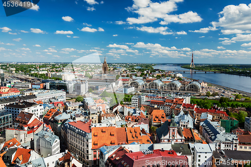 Image of Aerial view of Riga from St. Peter\'s Church, Riga, Latvia