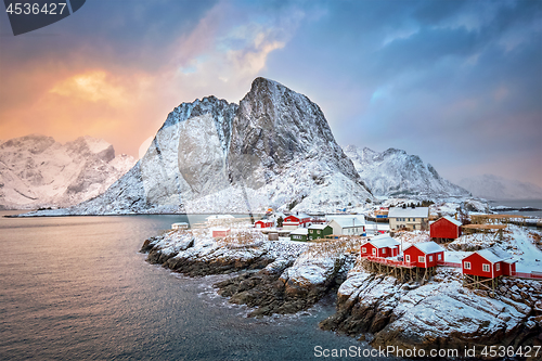 Image of Hamnoy fishing village on Lofoten Islands, Norway 