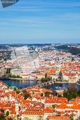 Image of View of Charles Bridge over Vltava river and Old city from Petri