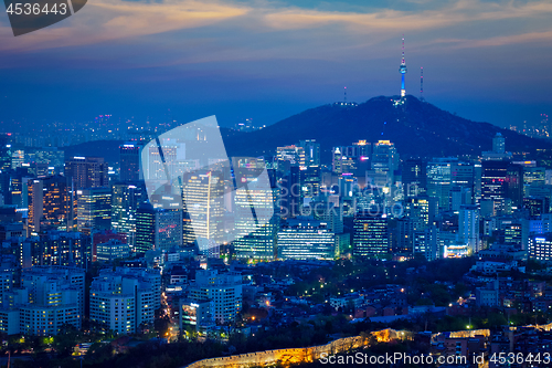 Image of Seoul skyline in the night, South Korea.