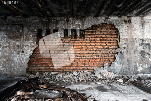 Image of Abandoned damaged building wall