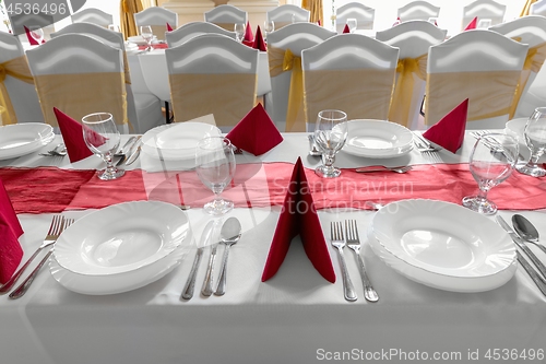 Image of Large dining hall with tables set up