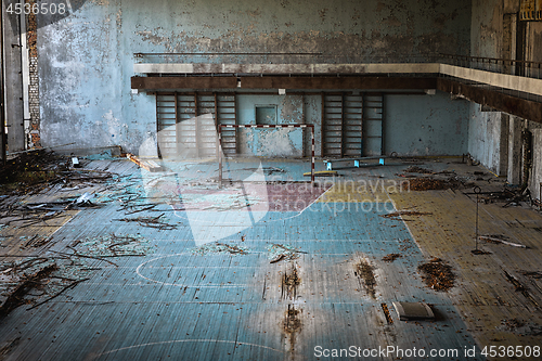 Image of Abandoned sport room in Pripyat city, Chernobyl Exclusion Zone 2019