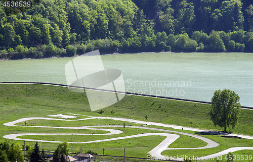 Image of Karting race circuit near lake