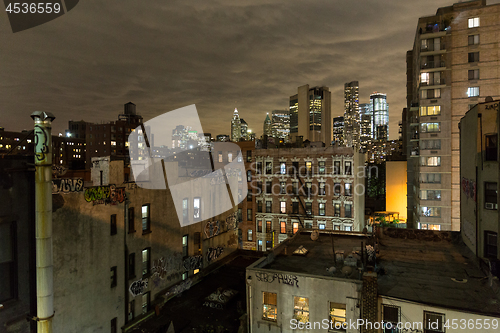 Image of Chinatown at night, New York City, United States of America.