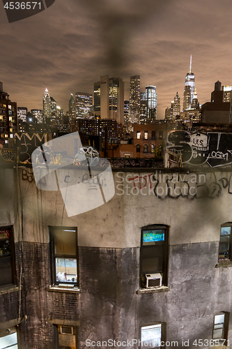 Image of Chinatown at night, New York City, United States of America.