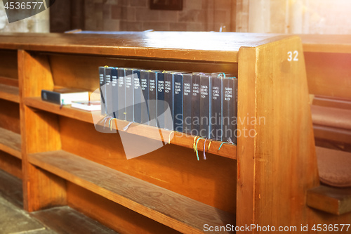 Image of some song books in a church in Nuremberg Bavaria Germany