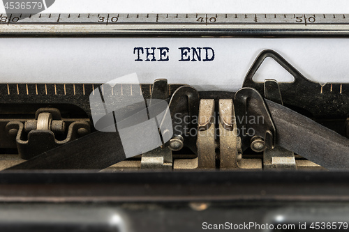 Image of Vintage typewriter with text the end