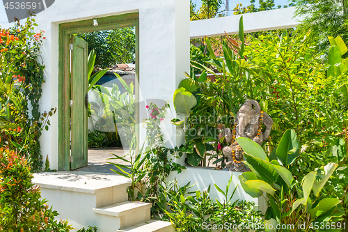 Image of door with Ganesha statue in Bali Indonesia