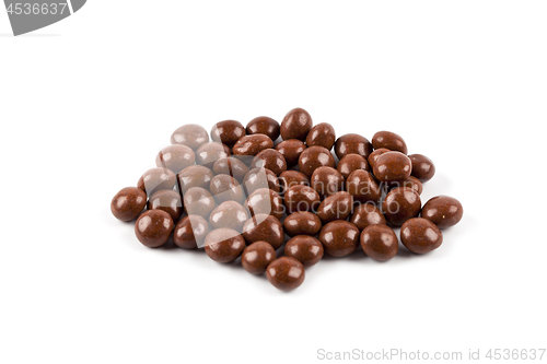 Image of Brown chocolate candies group isolated on white background.