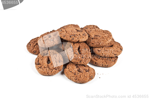 Image of Double chocolate chip cookies heap.