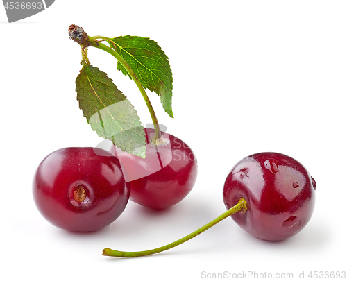 Image of fresh cherries on white background