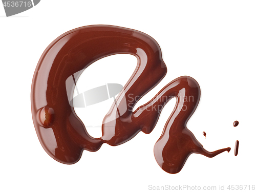 Image of melted chocolate on white background