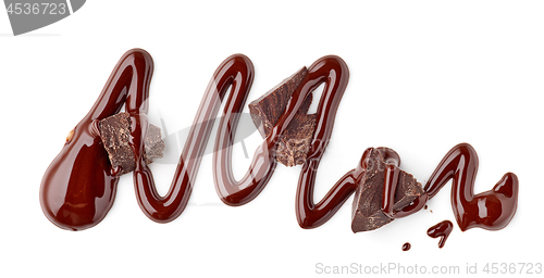 Image of melted chocolate on white background